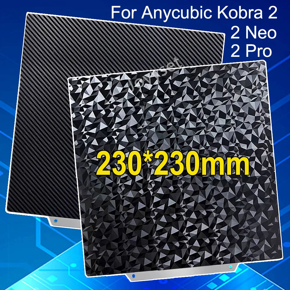 

Build Plate For Anycubic Kobra 2 Neo Build Plate 230×230mm PET PEO Double Sided Spring Steel Sheet for Anycubic Kobra 2 Pro