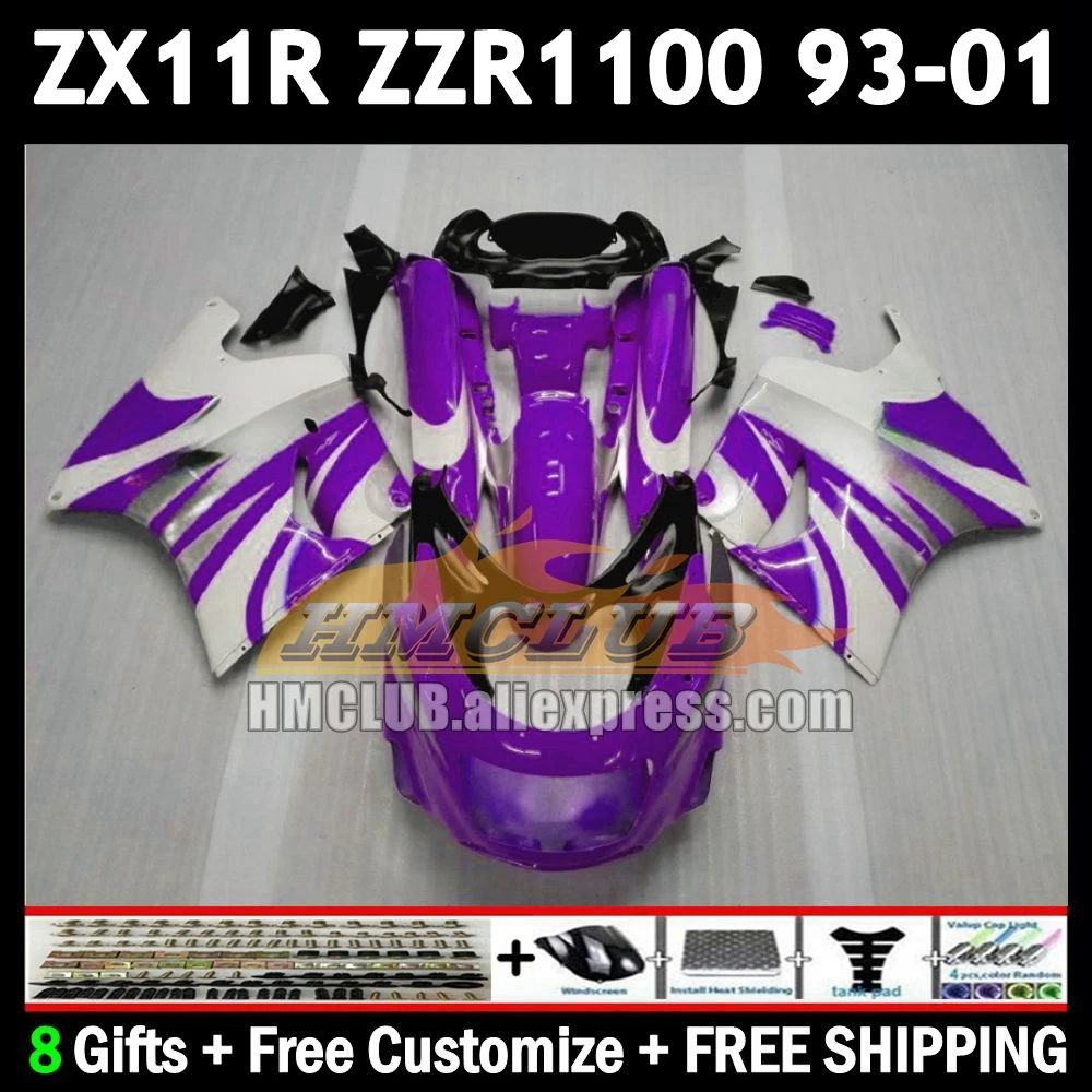 ZX-11R For KAWASAKI NINJA ZX11 ZZR 1100 ZX 11 11R 175No.67 ZZR1100 ZX11R 1993 1994 1995 1996 97 98 99 purple white 00 01 Fairing