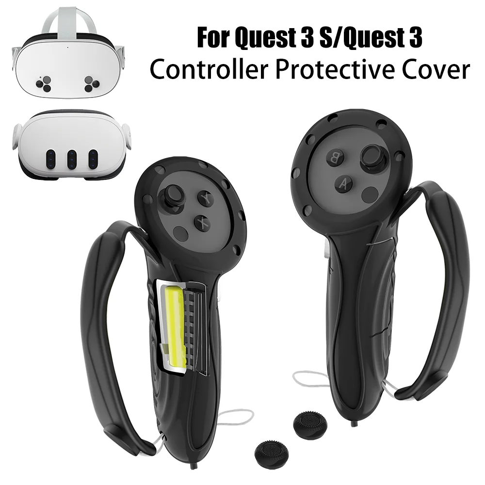 Corrugation extended silicone controller handle sleeve For Meta quest 3 / quest 3s VR Touch Controller Case Sleeve Knuckle Strap