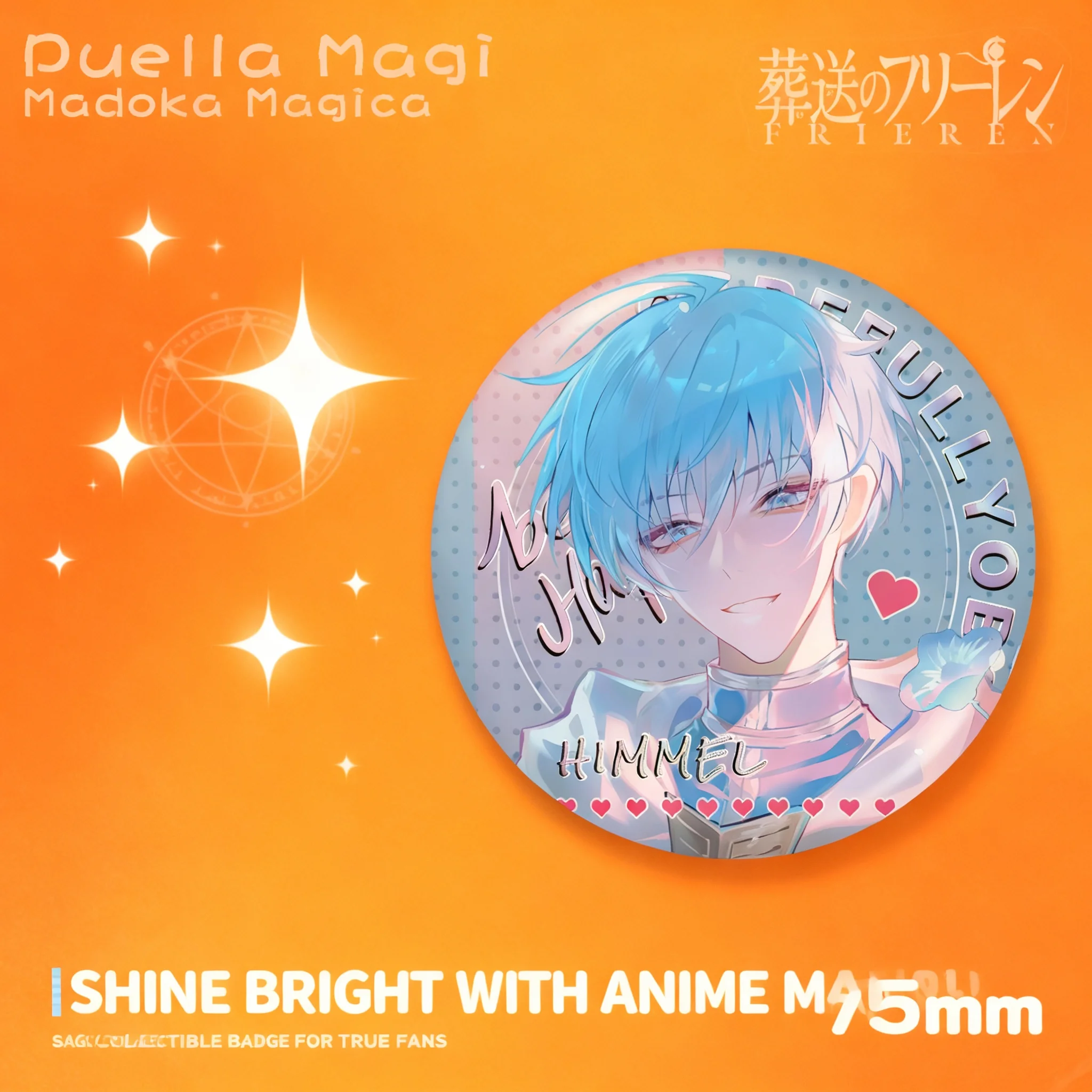 

Frieren Beyond Journey's End 75mm Double Flash Glitter Badge PET Badge Himmel Frieren Anime Merchandise Collectible Gifts