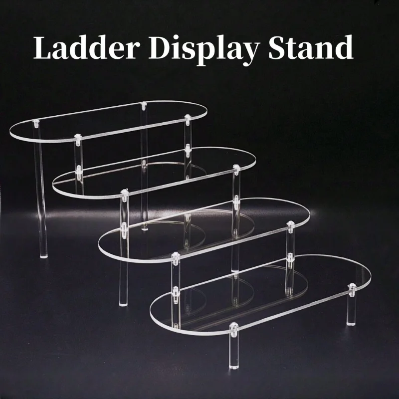 1-5 Tier Acryl Display Stand Langlebig Display Rack Für Cupcake Parfüm Puppe Transparent Trapez Blind Box Lagerung Regal – Detail 9