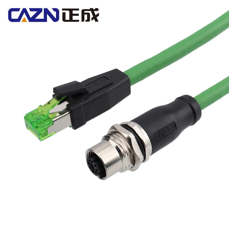 M12 to RJ45 4Pin D-code Connector Cable Female  Wire Connector Profinet Cord Cat Ethernet Line for Router Switch Servo Motor