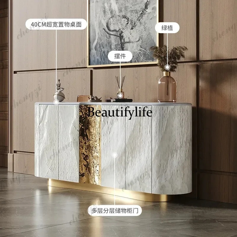 French Style Minimalist Living Room Cabinets Luxury Marble Embossed Modern Cabinets High End Villa Wood Furniture Muebles