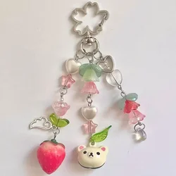 Bear Pendant Beaded Phone Charm Y2K Fairy Core Keychain