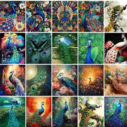 GATYZTORY DIY Painting By Numbers Peacock Animals HandPainted Oil Painting Drawing On Canvas Unique Gift Home Decoration