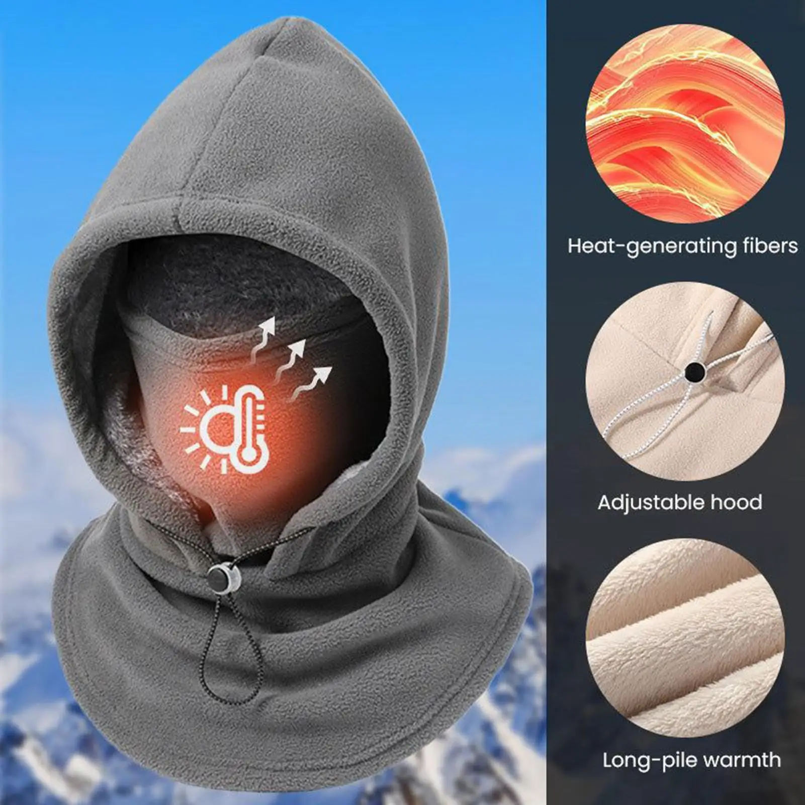 

Winter Hood Hat Breathable Adjustable Drawstring Windproof Outdoor Supplies Winter Hood Hat For Cold Weather Cycling Outdoor