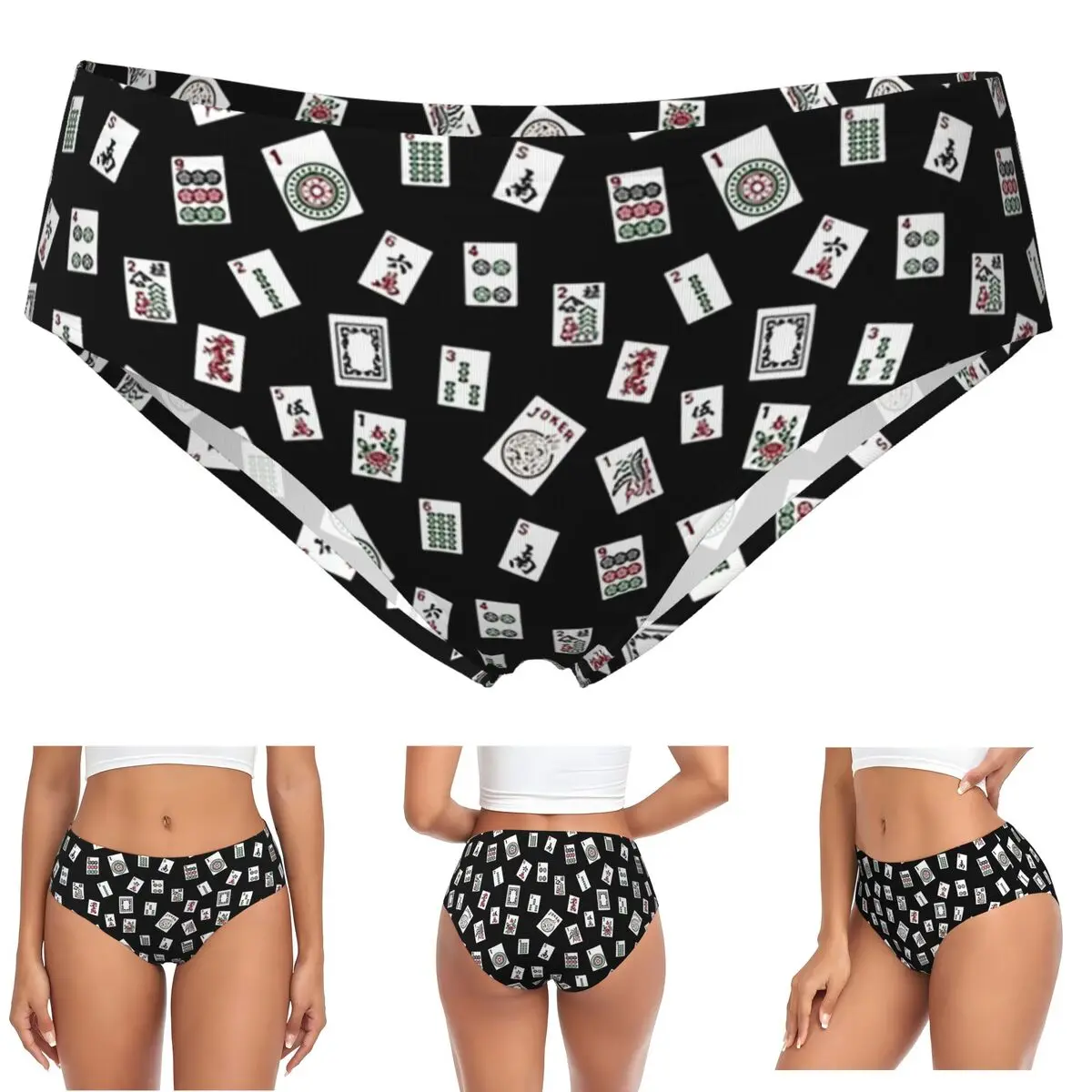 

Черные трусики Mahjong на заказ, женские удобные трусы, нижнее белье, дышащие женские трусы