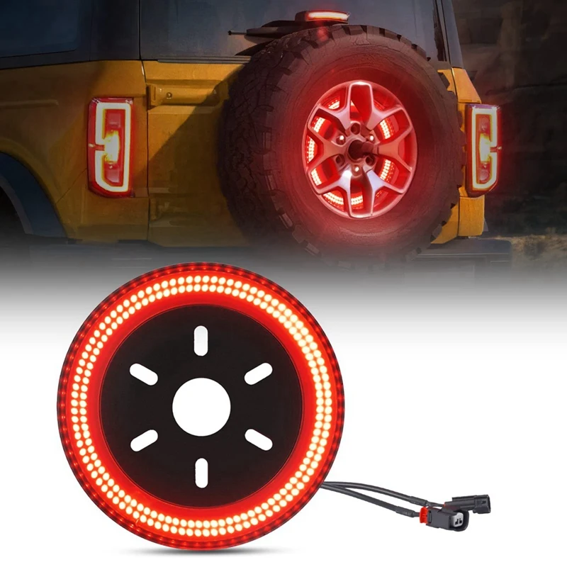 

Spare Tire Brake Light LED Third Brake Light For Ford Bronco 2021 2022 2023 3-Sided Bright Red High-Mounted Brake Light