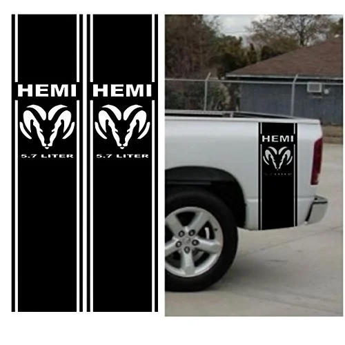 

Car Styling 2pcs/Set For Dodge Matte 5.7 Liter RAM Sticker decals 1500 Bed Stripe Decal Kit, 11"x46"