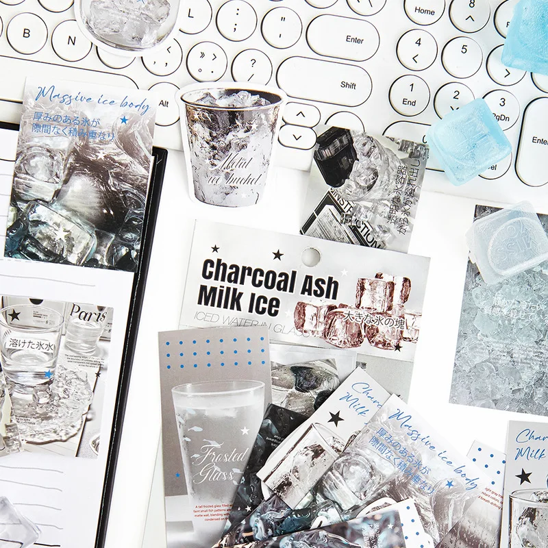50 Sheets Korean Style Ice‑Snow Light Color Sticker Pack Winter Frozen Themed Decor Stickers for Scrapbooking Journal Planner