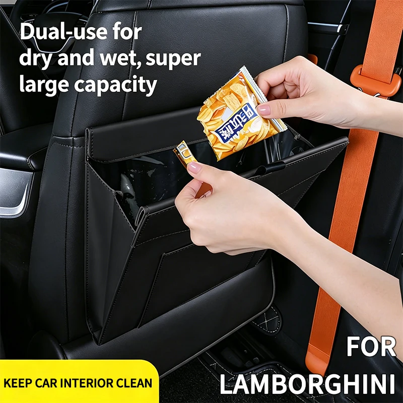 For Lamborghini Revuelto Temerario Huracán Gallardo Urus Car Seat Back Clip‑on Lightweight Easy‑install Trash Organizer Bag