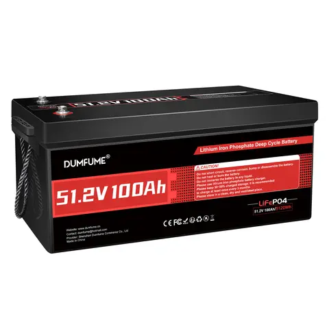 Dumfume LiFePO4 Lithium Battery 48V 100Ah with 200A BMS 5120Wh Energy for Golf Carts RV Backup Power Solar Off Grid Systems