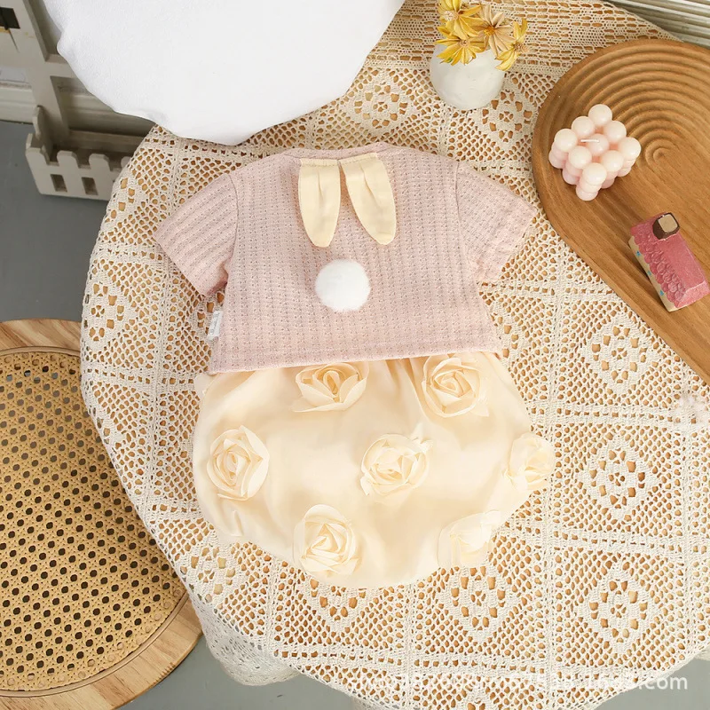 

Новый летний детский комплект: боди без рукавов с 3D-розами и кардиган с коротким рукавом, 2 предмета, для девочек