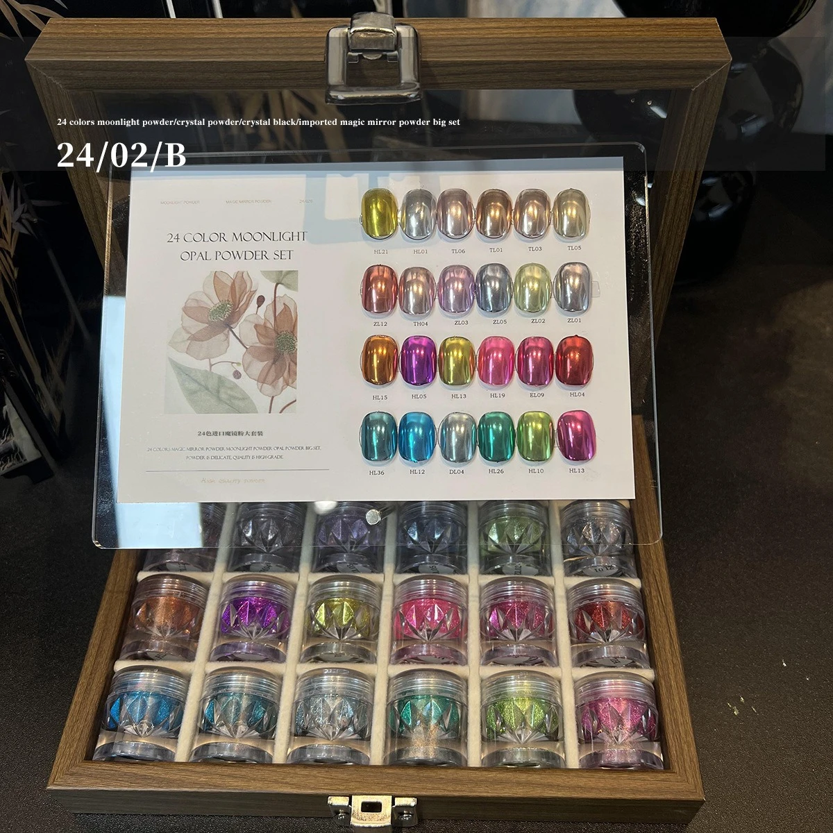 24Colors Moonlight Chrome Nail Powder Set Y2K Magic Mirror Gold Silver Decor Rubbing Glitter Pigment Flakes Manicure Accessories