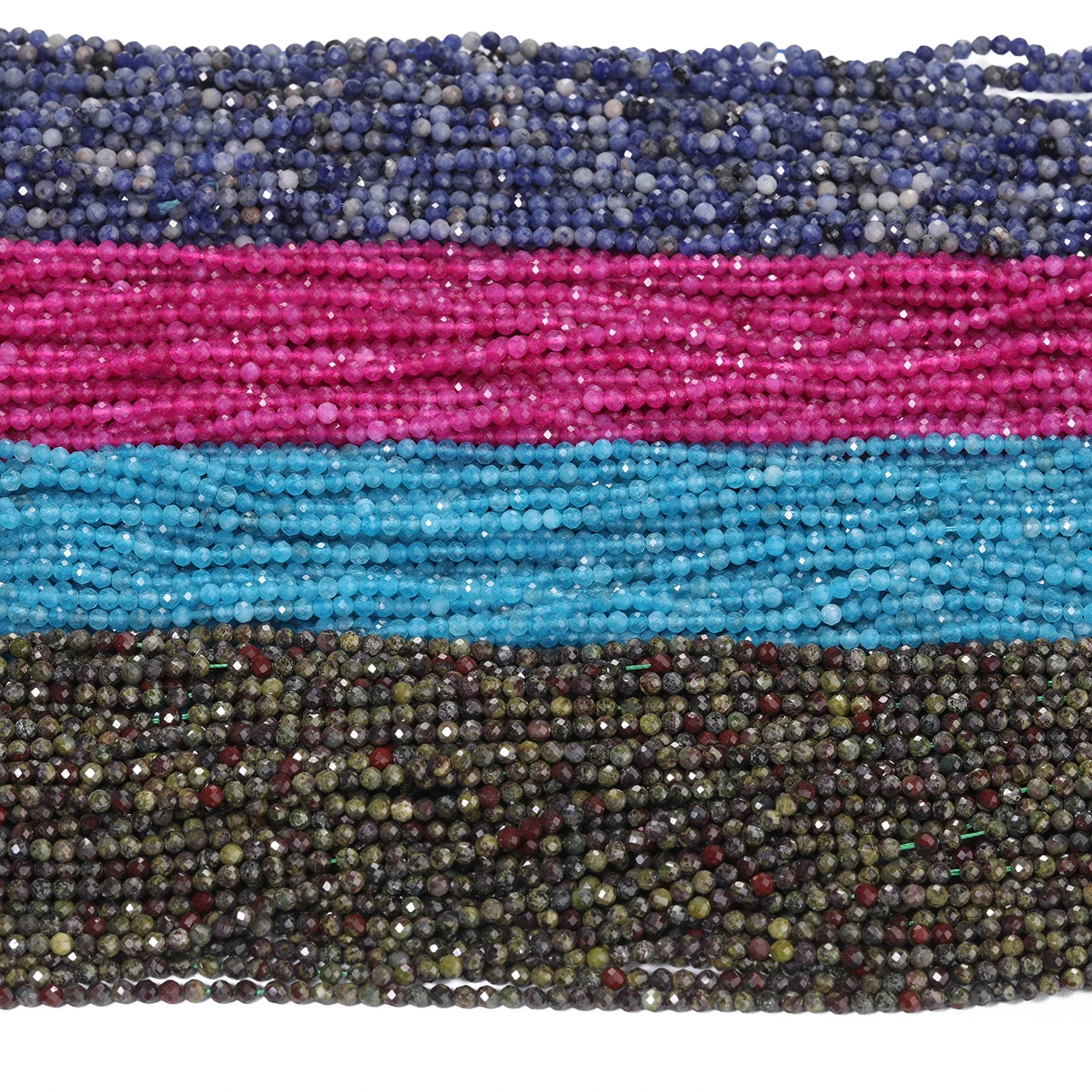2/3/4mm Facettierte Kleine Perlen Natürlicher Amazonit Granat Turmalin Morganit Steinperlen für Schmuckherstellung DIY Zubehör Großhandel – Detail 10
