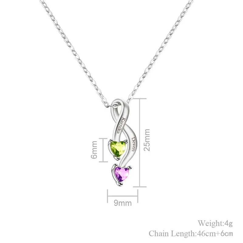 여성을위한 맞춤형 이름 탄생석 목걸이 맞춤 새겨진 이름 목걸이 인피니티 쥬얼리 어머니의 날 엄마 Daughte 선물