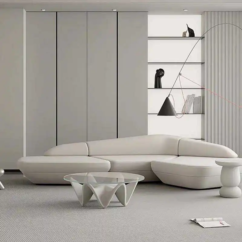 Modern simple round fiberglass special-shaped coffee table creative glass coffee table