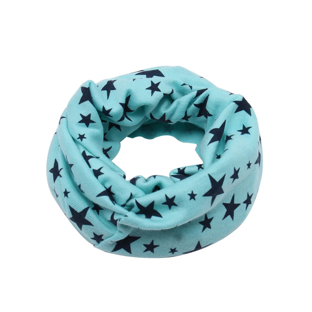 

Autumn Winter Girls Boys Fashion Cotton Scarf Five-pointed Stars Printed Kids Warm Neckerchief (Blue)