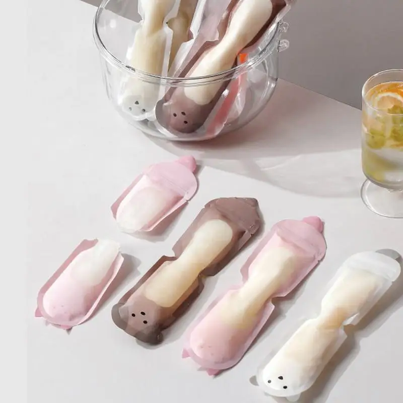 Ice Cream Bags 20 Pieces Cartoon Lolly Molds Freezer Pop Tubes Leak-Proof Homemade Icecream Mould Sealable Kitchen Gadgets For