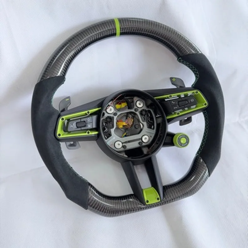 For Porsche Cayenne 718 GT 15‑23 Upgraded Premium Full Leather Steering Wheel With Steering Wheel Horn Cover