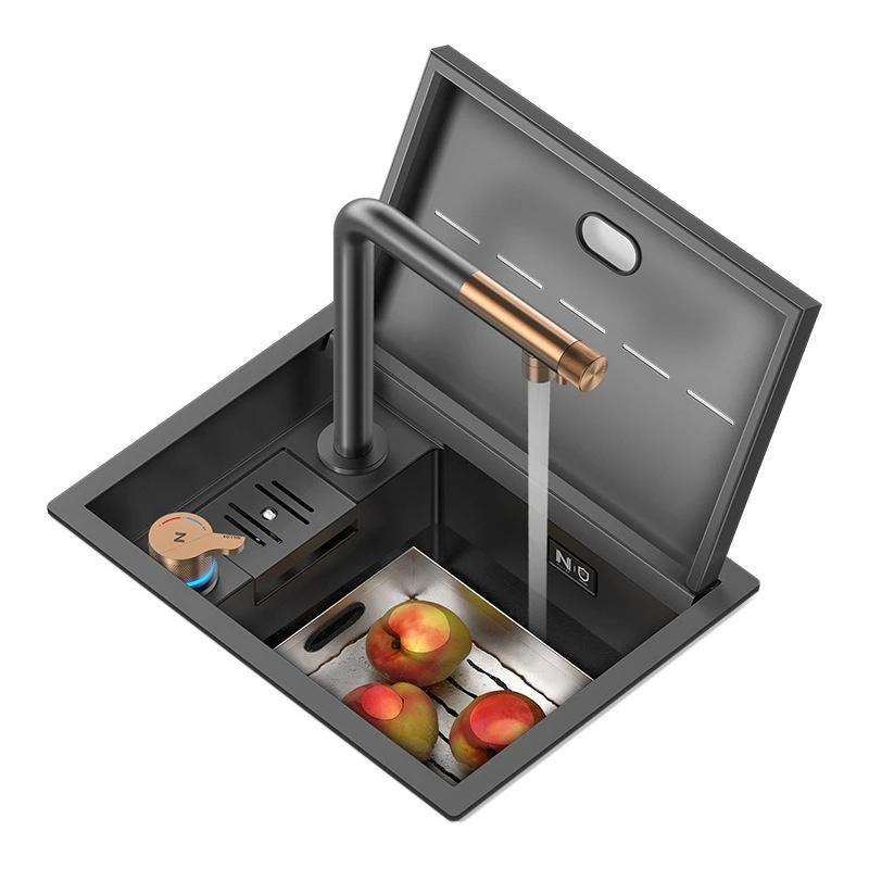 

Invisible sink 304 stainless steel flip narrow washing cup tea table small vegetable basin