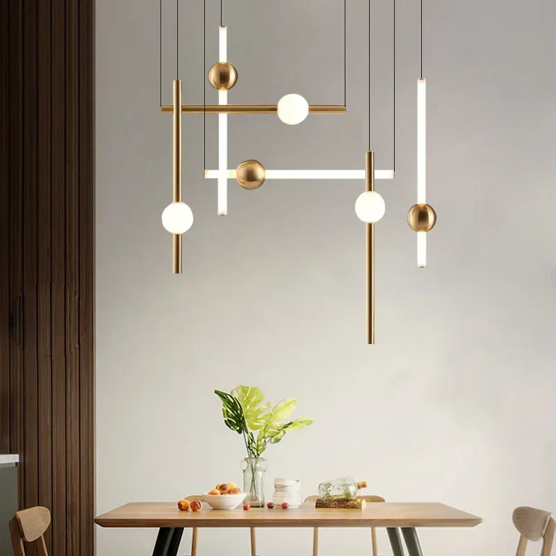 Orion Gold Pendant Lamp Creative tubes light for Dining Living Room Bedside Bedroom Lighting LED Indoor dining table decor light