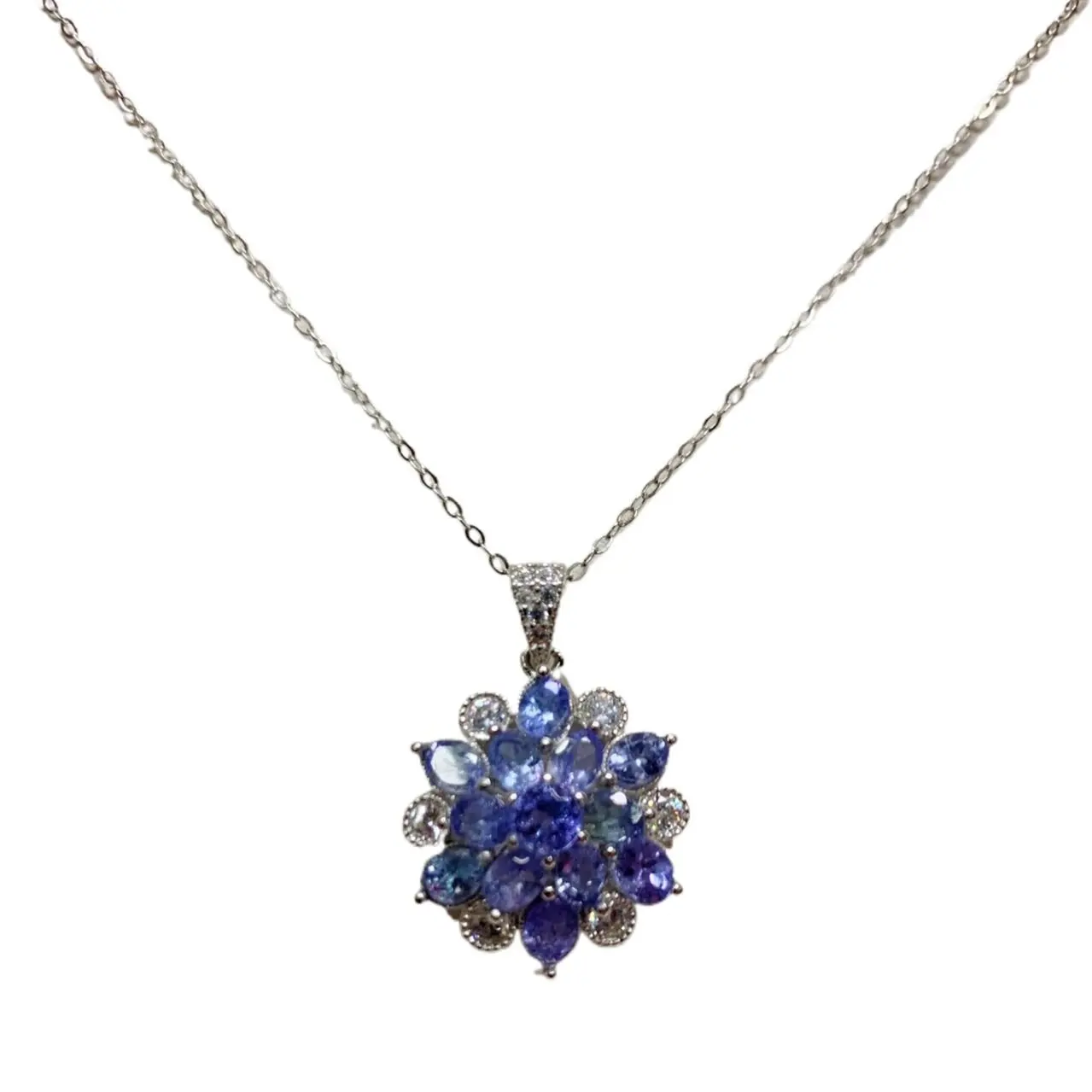 

ZECAA S925 Tanzanite Fine Jewelry Pendant With Natural Tanzanite Gemstone 3*4mm Lady S925 Silver Tanzanite Pendant For Woman