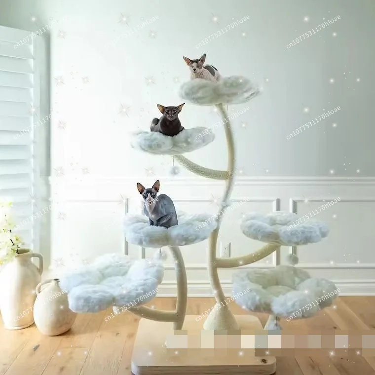 Cat tree tower, wood and iron material, personalized cat climbing tree, cat furniture
