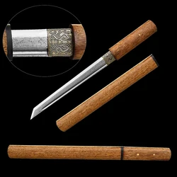 Traditional Handmade Chinese Tanto Shirasaya Sword Folded Steel Rosewood Handle Saya Short Swords For Collection