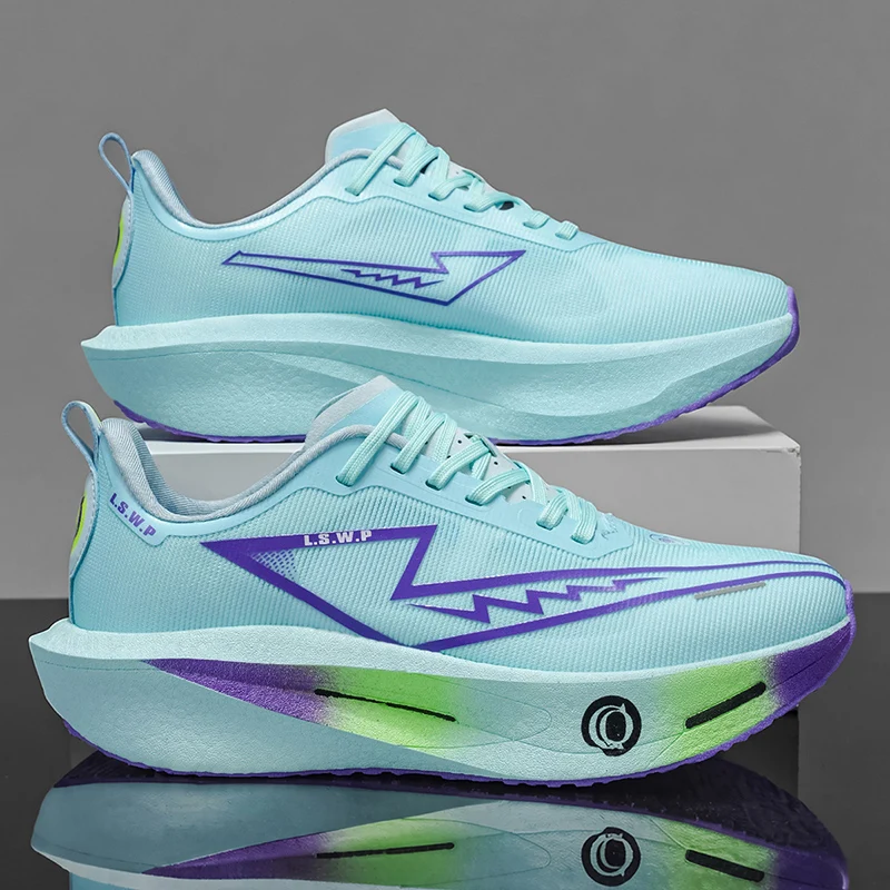 Men's Casual Sports Shoes with Carbon Plate Technology, Shock-Absorbing Trail Running Shoes, Non-Slip, Wear-Resistant, Mesh Breathable, Lightweight Hiking Shoes, Fashionable Sports Shoes, Fitness Shoes, Track and Field Training Shoes