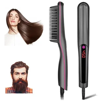 Image 2024 Hot Sales Professional Beard Straightener Brush Anion Hair Straightener Comb Electric Heating Straightener