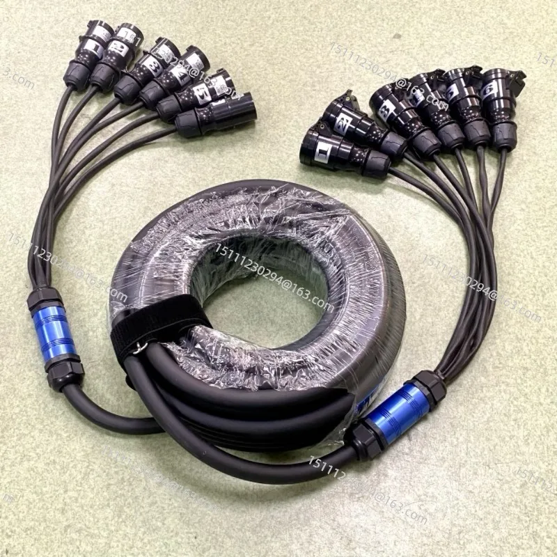 Stage Power Cable 4/6 Circuit with 16A Aviation Plug, 1-to-6 Output for Lighting