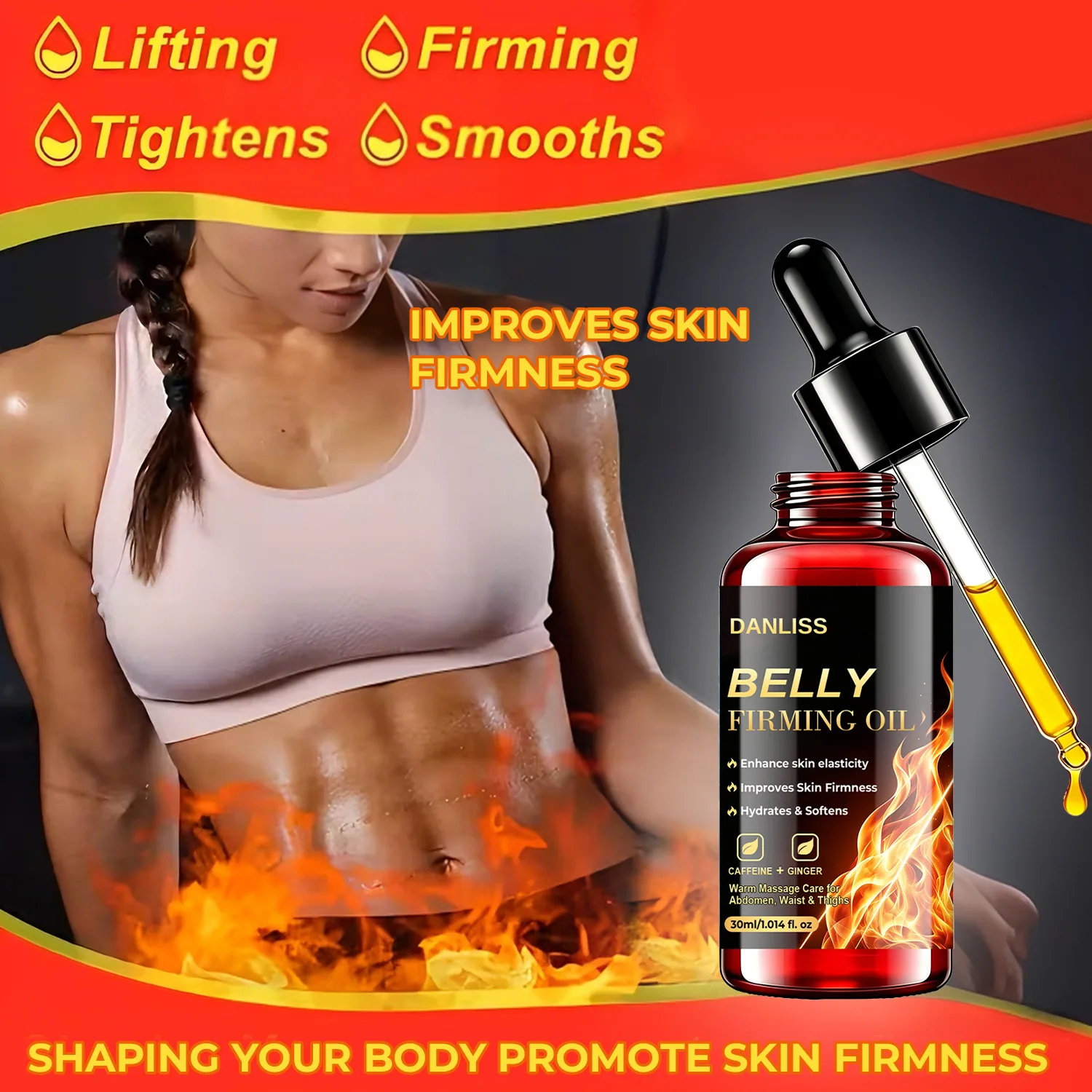 Belly Firming Oil –Anti-Cellulite Treatment with Caffeine & Ginger Reduce the appearance of cellulite and tighten loose skin.