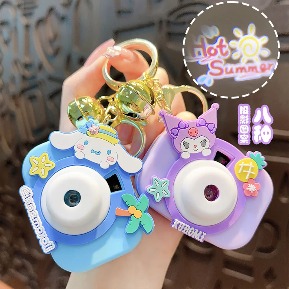 Hello Kitty 5Cm Keychain Photo Camera Projection Sanrio Figure Melody Cinnamoroll Kuromi Kawaii Decor Gifts for Chidlren Toy