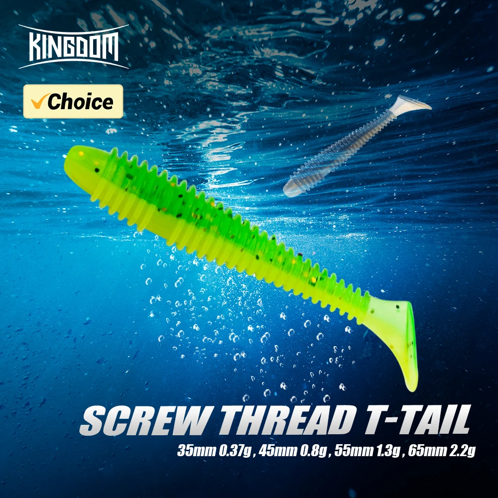 Kingdom 20 piezas Señuelos de Pesca blandos con cola en T, 0,37g, 0,8g, 1,3g, 2,2g, acción que se hunde, cebo suave de PVC, Swimbaits artificiales, aparejos de pesca