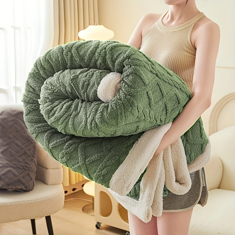 1 قطعة بطانية شيربا المرجحة 7 رطل لجميع المواسم بطانية هادئة وسميكة لراحة فائقة ونوم أفضل من فراء أرنب