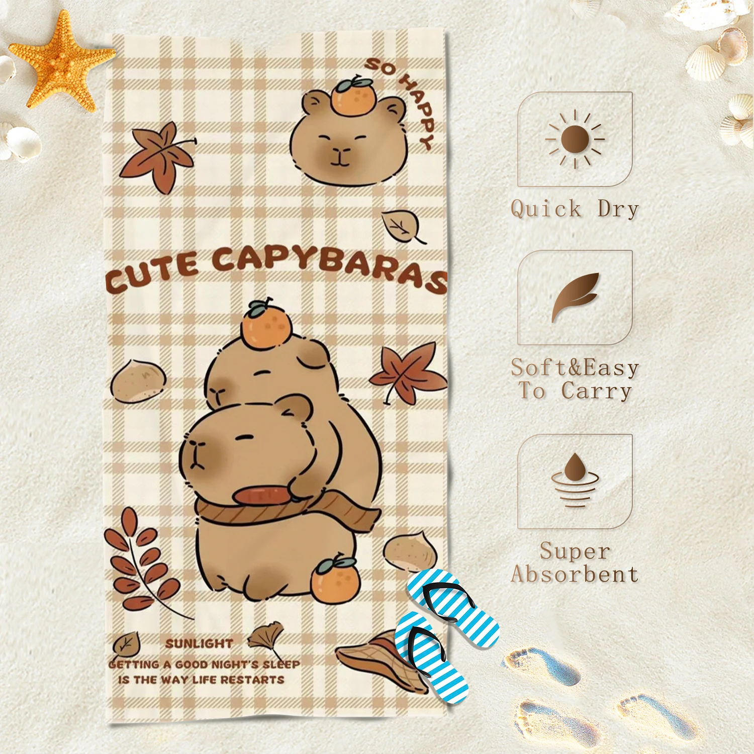 

Capybara Beach Towels Cartoon Guinea Pig Quick Dry Microfiber Fashionable Exquisite Girl Cute Children Soft Skin-Friendly