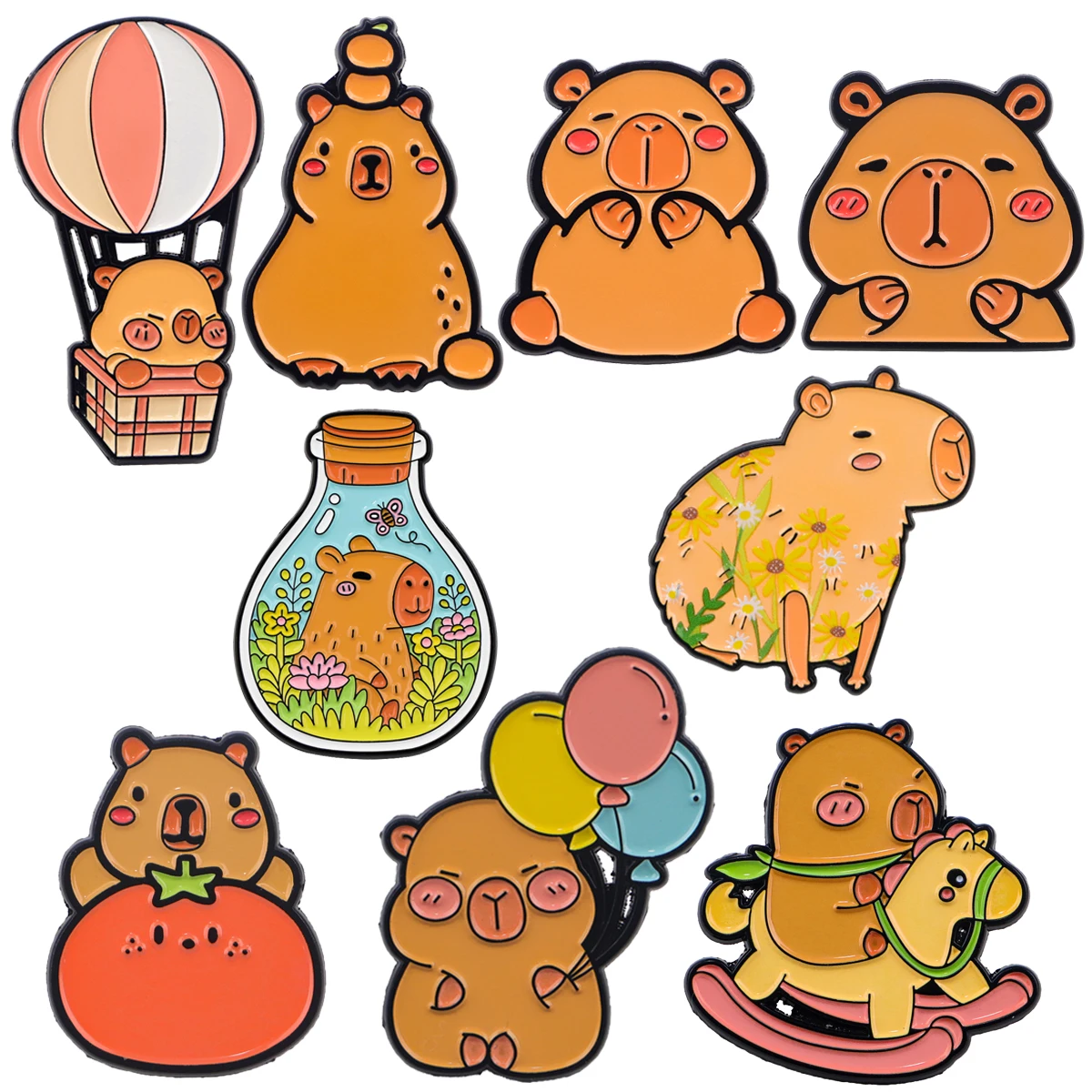 

Cute Capybara Enamel Pins Metal Cartoon Brooch Backpack Hat Bag Collar Lapel Badges Men Women Fashion Jewelry Collection Gift