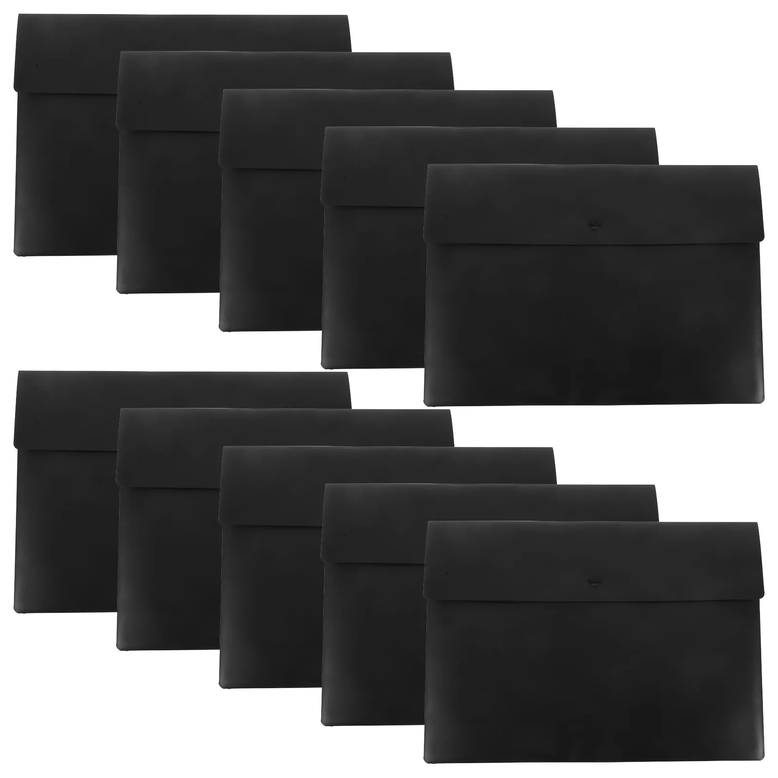 10Pcs Document Bag A4 Plastic File Folder with Snap Button Waterproof Thickened PP Material Office Paperwork Receipt Folder