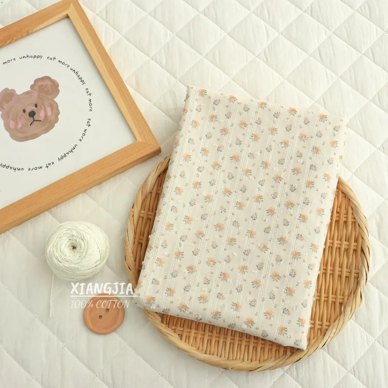145x50cm Frischer Gestreifter Clip-Dot Blumenmuster Reiner Baumwoll-Jacquard-Stoff für Vorhänge, Hemden, Kleider und Heimdekoration – Detail 6