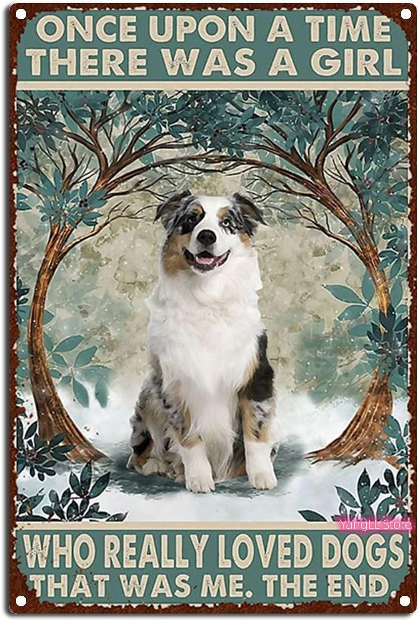 Vintage Tin Sign Australian Shepherd Dog,Home Garden Restaurant Cafe Office Shop Bar Club decoration Wall Tin Sign Posters