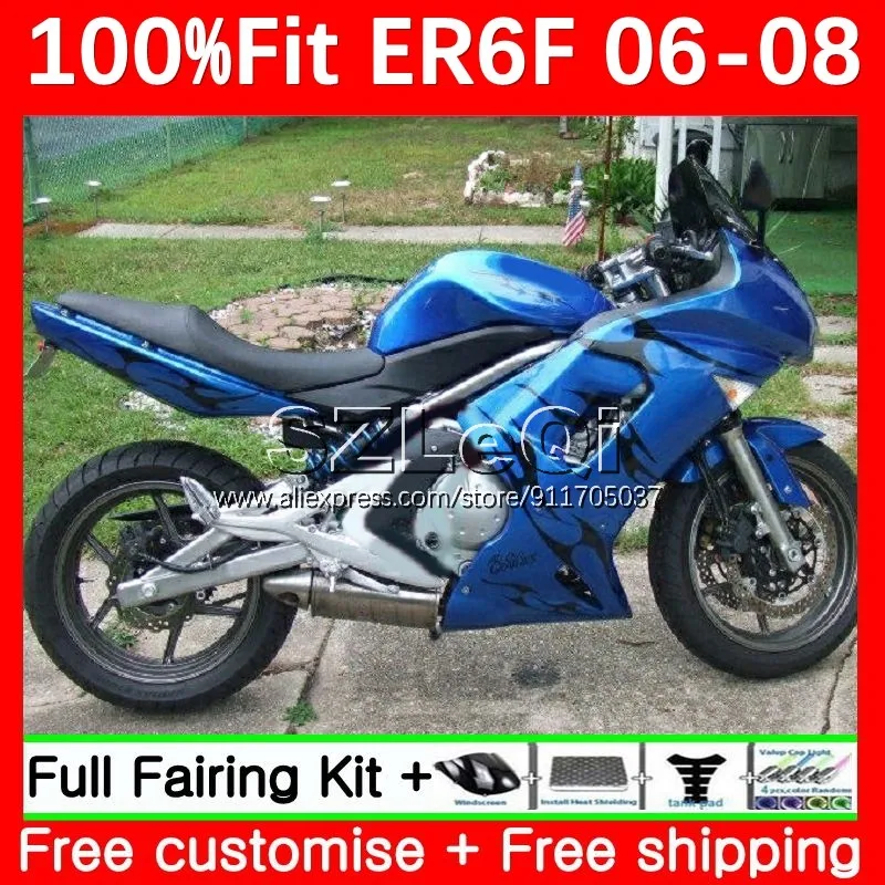 Injection Body For KAWASAKI NINJA 650R ER-6F 650 R ER 6F 6 F ER6F 06 07 08 94No.82 ER6 F Blue black 2006 2007 2008 OEM Fairing