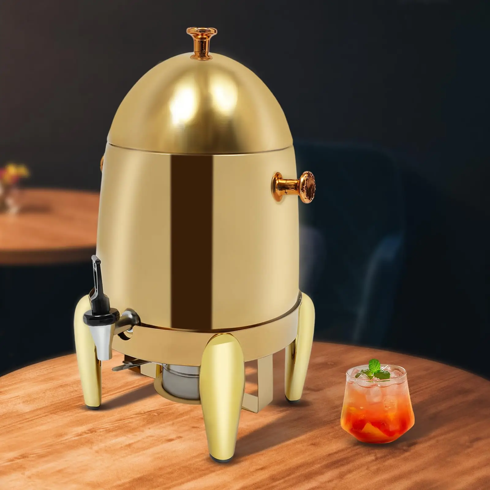 

3.2 Gallon Beverage Dispenser Stainless Steel Coffee Chafer Urn with Fuel Holder Drink Dispenser with Stand Ice Container Spigot Ho