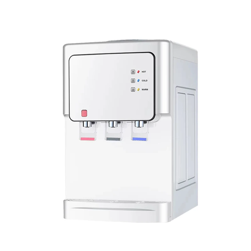 -pp Hot Selling NEW Electric Office Use Three-taps Desktop Top Load Hot Cold Water Dispenser with Compressor Cooling