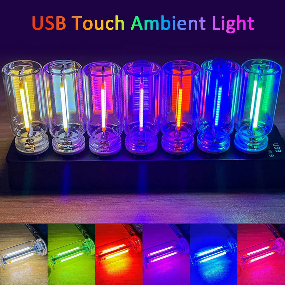 Car USB 5V Night Light Touch Dimmable LED Filament Lamp Portable Lighting Plug and Play Decorative Atmosphere Light