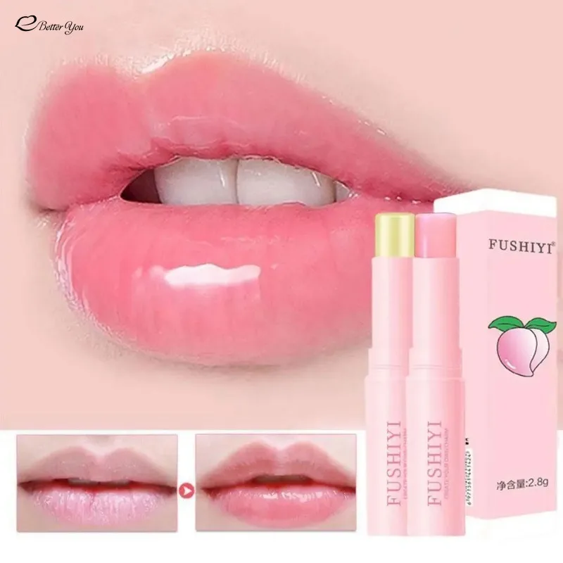 2pcs Peach Lip Balm Colorless Long-lasting Moisturizing Lipstick Temperature Change Color Lipgloss Anti-drying Hydration LipCare