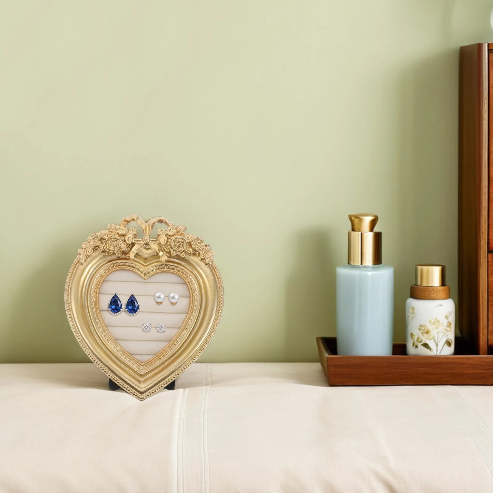 

Подставка для украшений из смолы, маленькая, 5,5x3,6 дюйма, винтажный лоток для серег, держатель для колец, настольный органайзер, свадебный реквизит