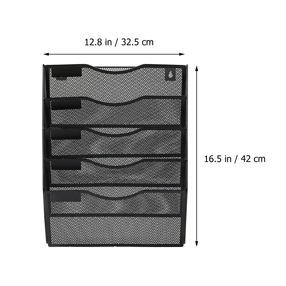 5 camadas de metal a4 documento menu rack revista titular ferro arquivo gerenciamento rack preto montagem na parede escritório ganizer