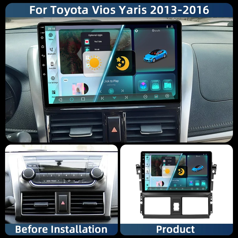 

Android 13 Car Radio For Toyota Yaris Vios 2013 - 2016 Stereo Unit Multimedia Player GPS Navigation BT Carplay Android Auto