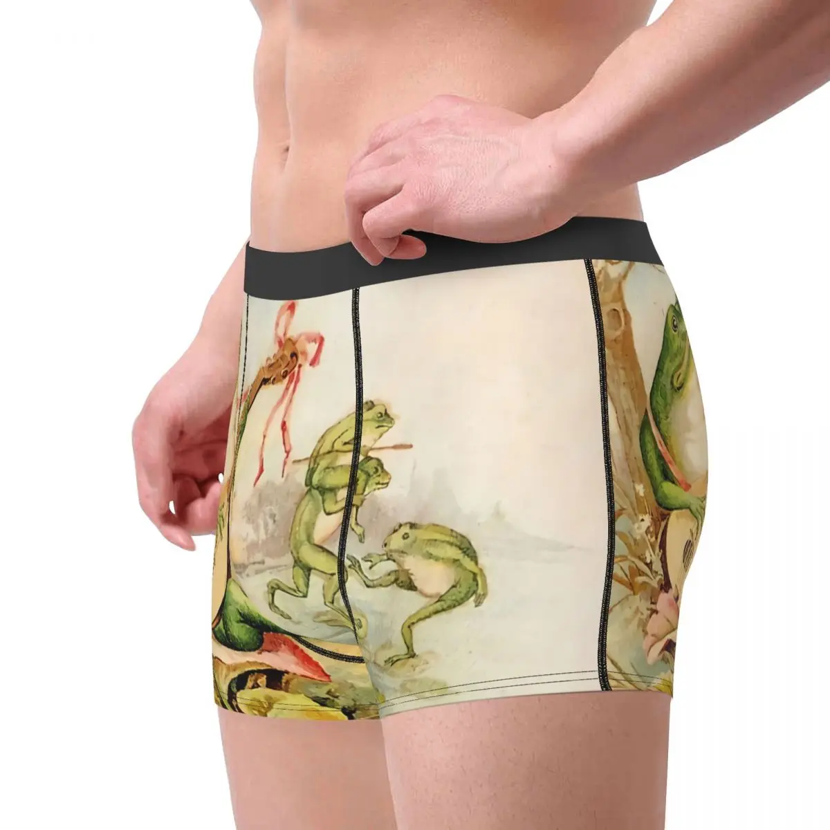 Frog Pet Lover STRUMMING Vintage Abstract Entertainment Underpants Homme Panties Man Underwear Sexy Shorts Boxer Briefs